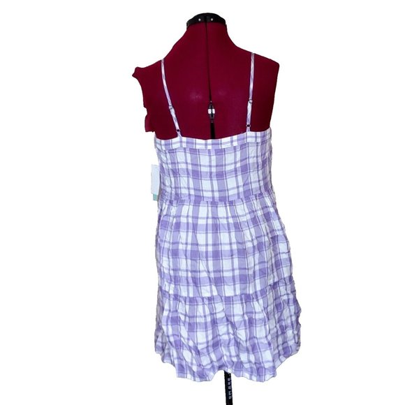 ABOUND Tiered Dress Size Small Purple White Adjustable Straps Vintage Pl… - Picture 2 of 6